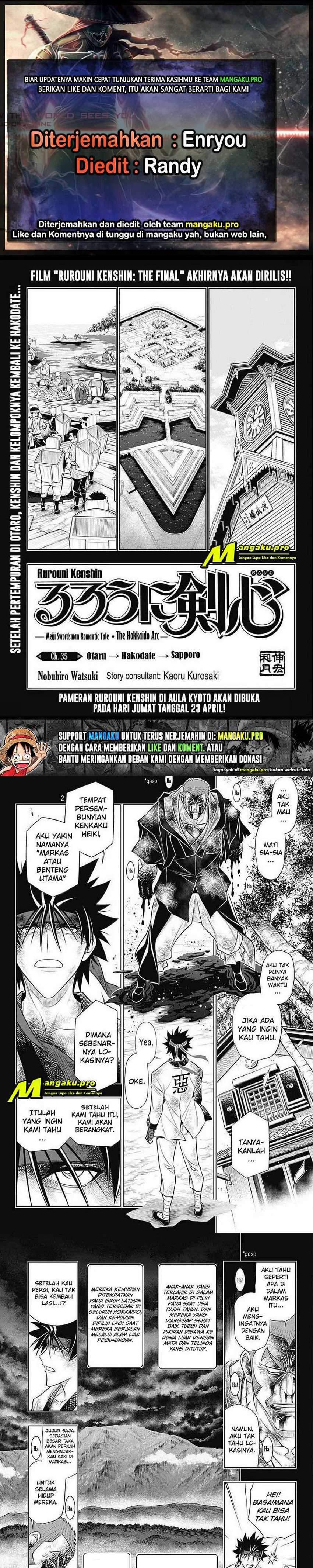 Baca Komik Rurouni Kenshin: Meiji Kenkaku Romantan – Hokkaido-hen Chapter 35 Gambar 1