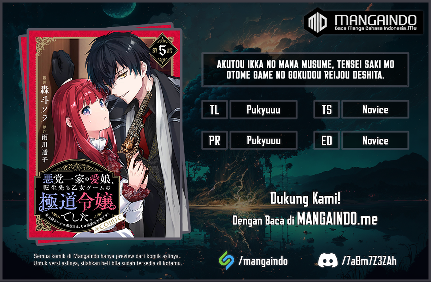 Baca Komik Akutou Ikka no Mana Musume, Tensei Saki mo Otome Game no Gokudou Reijou deshita Chapter 6 Gambar 1