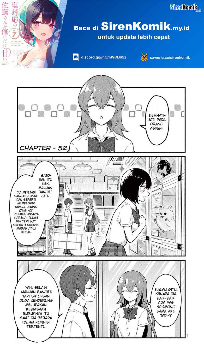 Baca Manga Shiotaiou no Sato-san ga Ore ni dake Amai Chapter 52 Gambar 2