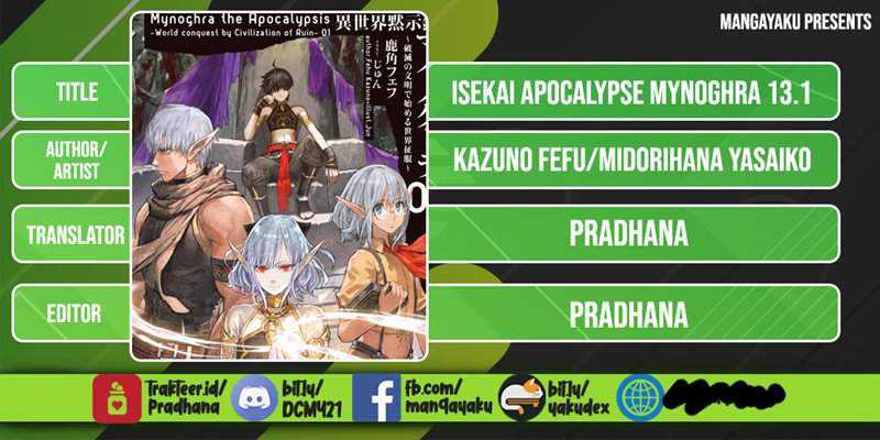 Baca Komik Isekai Mokushiroku Mynoghra: Hametsu no Bunmei de Hajimeru Sekai Seifuku Chapter 13.1. Gambar 1