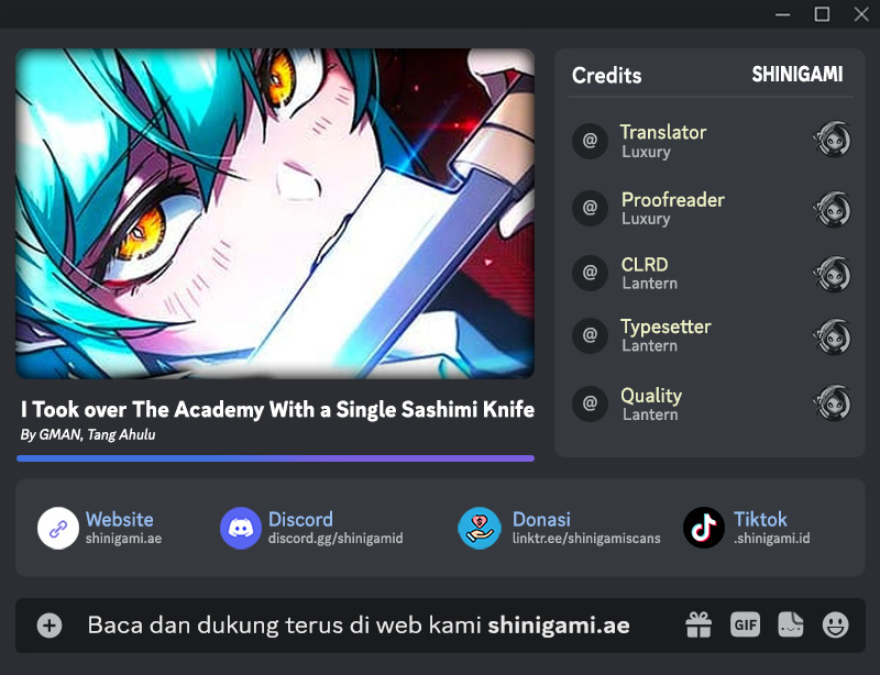 Baca Komik I Took over The Academy With a Single Sashimi Knife Chapter 13 bahasa Indonesia Gambar 1