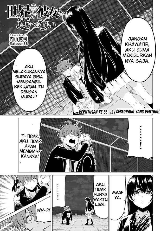 Baca Manga Sekai ka Kanojo ka Erabenai Chapter 36 Gambar 2