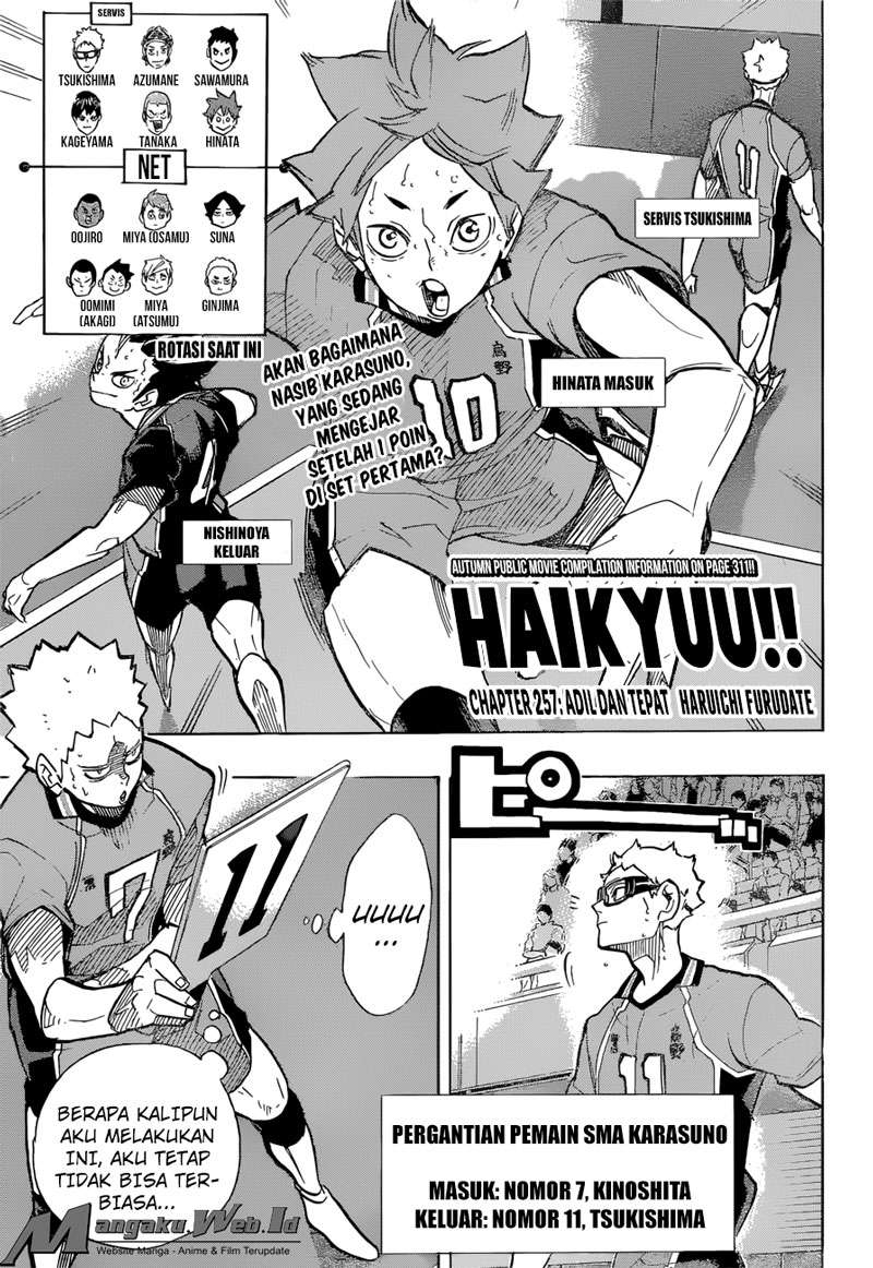 Baca Manga Haikyuu!! Chapter 257 Gambar 2